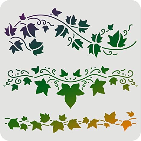 FINGERINSPIRE Ivy Stencil 30x30cm Classic Wall Border Leaf Stencils for Painting Reusable Vine Stencil DIY Craft Leaf Drawing Stencil for Painting on Wood Paper Fabric Floor Wall Ivy Stencil, Vine Stencil, Leaf Stencils, Sketch Box, Stencils For Painting, Leaf Stencil, Drawing Stencils, Wall Borders, Plastic Stencil