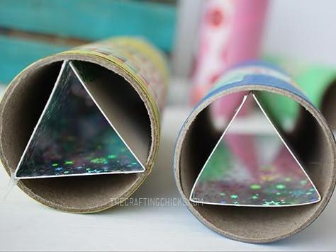 Make Your Own Kaleidoscopes Diy Kelidoscope, Easy Toilet Paper Roll Crafts, Diy Kaleidoscope, Pringles Can, Toilet Paper Crafts, Toilet Paper Roll Crafts, Kaleidoscopes, Paper Roll Crafts, Cardboard Tubes