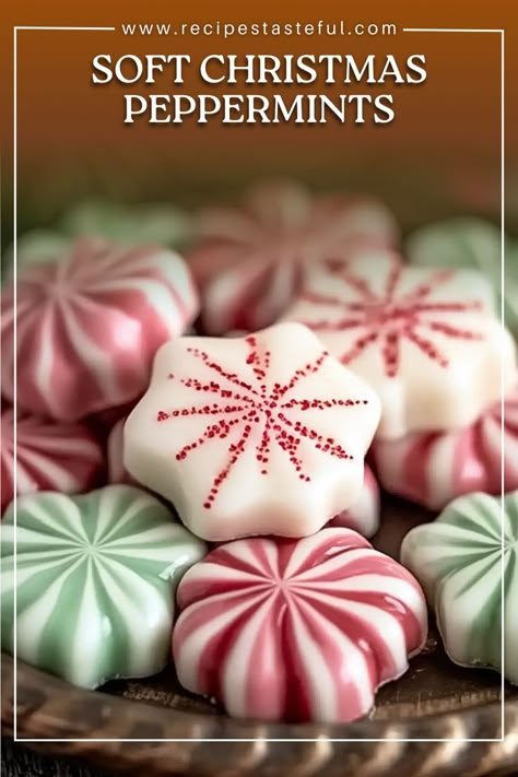 These Soft Christmas Peppermints are a nostalgic holiday treat that melt in your mouth. With a creamy, buttery base and a refreshing mint flavor, these mints bring a festive touch to your celebrations. They’re perfect for gifting, sharing with loved ones, or simply enjoying during the holiday season. These melt-in-your-mouth mints are easy to make and will bring a smile to anyone who gets to enjoy them. Peppermint Divinity Recipe, Soft Christmas Mints, Peppermint Butter Mints, Soft Christmas Peppermints, Soft Peppermint Candy Recipe, Christmas Mints Recipe, Xmas Finger Food, Candy Melts Ideas, Butter Mints Recipe