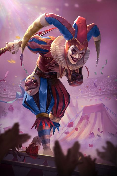 Rockstar Concept Art, Female Clown Art Anime, Scary Jester Art, Fantasy Clown Art, Space Clown Dnd, Evil Clown Art, Clown Illustration Character Design, Anime Clown Art, Fantasy Circus Art