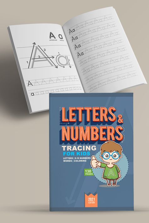 Tracing Letter and Numbers for kids Kdp Book Cover Design, Handwriting Practice Alphabet, Pre K Learning, Textbook Design, Tracing For Kids, Planners 2023, Coloring Book Cover, Children's Book Cover, Shapes Activity