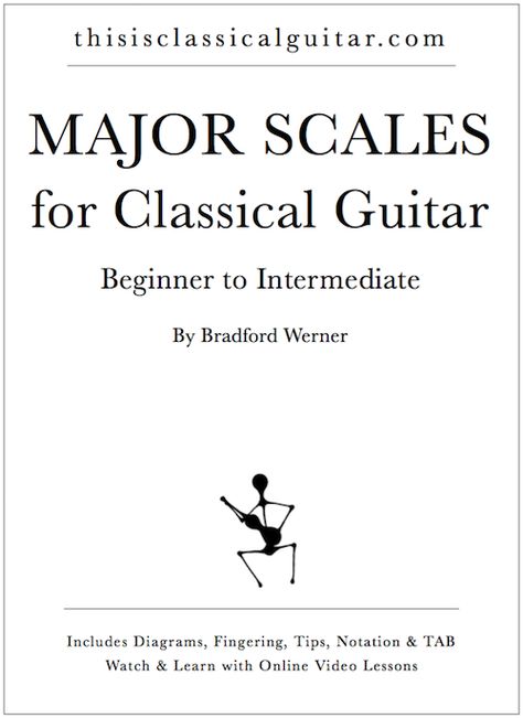 A PDF eBook of Major Scales for Classical Guitar for beginners and intermediate guitarists. Includes, TAB, Notation, Video Lessons, Tips, Fingerings, and more.  Link: http://www.thisisclassicalguitar.com/major-scales-for-classical-guitar/  #guitar #classicalguitar #scales Keyboard Playing, Guitar Songs To Learn, Classical Guitar Lessons, How To Learn Guitar, Guitar Teaching, Electric Guitar Lessons, Guitar Beginner, Lap Steel Guitar, Basic Guitar Lessons