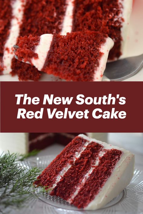 The New South's Red Velvet Cake boasts updates on a Southern classic – brilliant color, modern ingredients, and fluffy whipped cream cheese frosting! Southern Red Velvet Cake Recipe, Red Velvet Cake Recipe Easy, Moist Red Velvet Cake, Homemade Cream Cheese Icing, Southern Red Velvet Cake, Best Red Velvet Cake, Cake Recipe Homemade, Velvet Recipes, Red Velvet Cakes