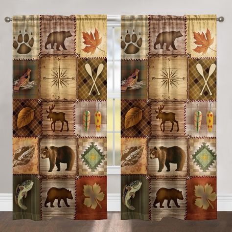 Western Curtains, Cabin Curtains, Outdoor Images, Black Forest Decor, Lake Lodge, Rustic Curtains, Cool Curtains, Rustic Cabin Decor, Rustic Materials