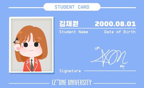 Izone Fanart, Student Id Card, Id Card Design, Iz One Yujin, Student Id, First University, Color Iz, Album Ideas, Kim Chaewon