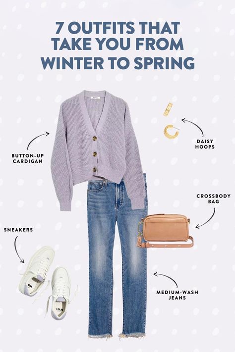 7 Early Spring Outfits Spring Fashion For Moms, March Outfits Casual 2024, Cool Spring Outfits 2023, Transition From Winter To Spring Outfits, 2024 Spring Casual Outfits, Spring Outdoor Outfits, Early Spring Casual Outfits, Women Spring Outfits 2024, Transition Into Spring Outfits