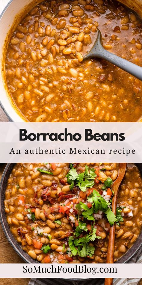 Tender and creamy Borracho beans (Frijoles Borrachos) are an easy Mexican side dish recipe of pinto beans simmered in a flavorful beer broth. These beans are great as an easy side dish, or delicious as a main dish served with tortillas. Traditional Mexican Beans, Borracho Beans Instant Pot, Recipes With Dry Beans, Beer Beans Recipe, Mexican Beans Recipe Authentic, Baracho Beans, Green Plantain Recipes, Borracho Beans, Bean Side Dish