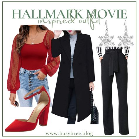 Hallmark Christmas Movie Fashion, Hallmark Christmas Outfits, Hallmark Movie Outfits, Christmas Movie Outfits, Dinner Party Christmas, Outfit For Dinner, Movie Outfit, Movie Inspired Outfits, Hallmark Movie