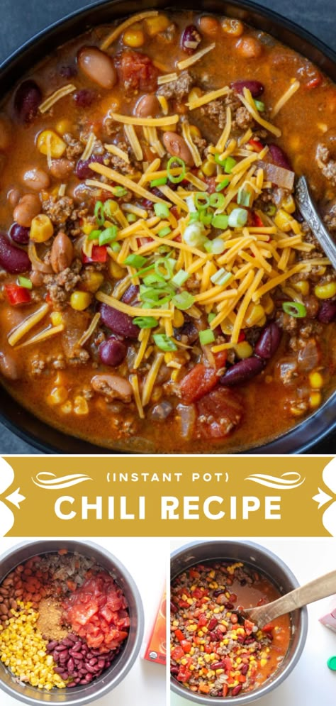 Easy Instant Pot Chili tastes like it’s been slow cooking all day, but takes a fraction of the time. Made with healthy ingredients, it reheats amazing and is made in under 30 minutes. Easy Chilli Recipe Instant Pot, Chilli Recipe Pressure Cooker, Beef Chili Instant Pot Recipes, Chilli Pressure Cooker Recipe, Insta Pot Chili Easy, Chili In The Instant Pot, Instant Pot Ground Beef Chili, Instant Pot Slow Cooker Chili, Instant Pot Chilli Recipes Ground Beef