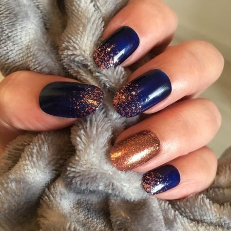 Dope Nails Almond, Copper Nails Designs, Summer Nails Bright, Nails Navy, Nails Bright, Navy Nails, Copper Nails, Witchy Nails, Simple Fall Nails