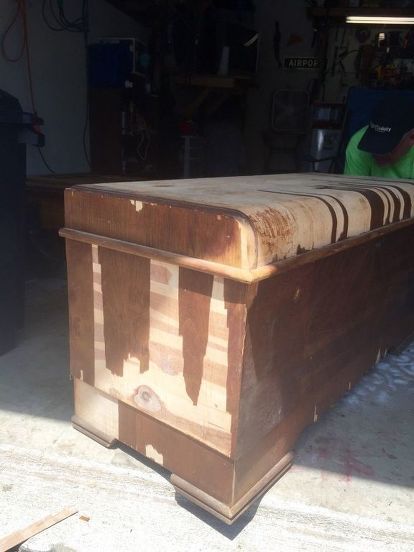 Cedar Chest upcycle | Hometalk Old Cedar Chest Ideas, How To Refurbish An Old Cedar Chest, Repurpose Hope Chest, Vintage Cedar Chest Makeover, Cedar Trunk Makeover, Refurbished Cedar Chest Ideas, Refinish Cedar Chest Ideas, Refinish Cedar Chest, Refurbished Cedar Chest