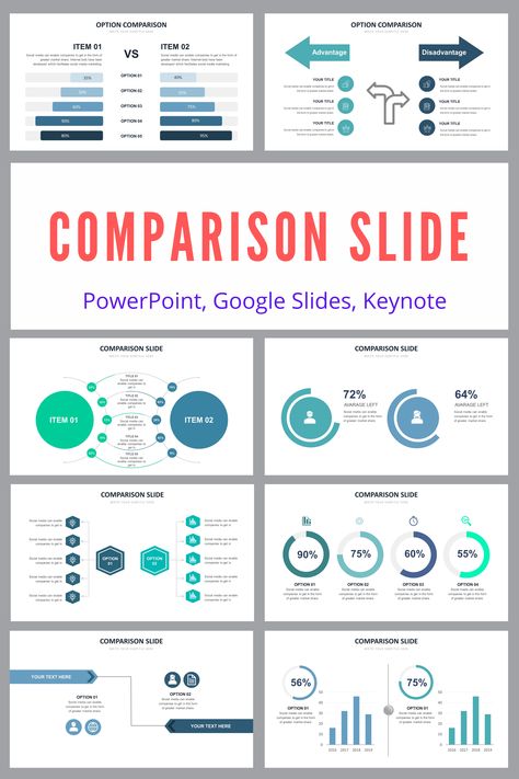 $3.99 . Comparison slides for business presentation - compatible in PowerPoint, Google Slides, and Keynote. Ready animated slides, easy to edit. #Comparison #Slides #PowerPoint #Keynote #GoogleSlides #Design #Template Comparison Slide Powerpoint, Data Slide Design, Comparison Design Graphics, Powerpoint Table Design, Comparison Chart Design, Comparison Design, Dashboard Design Template, Powerpoint Examples, Ppt Template Design