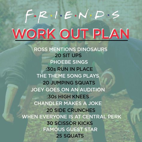 FRIENDS (TV Show) Work Out Plan, Tv Show Workouts, Movie Workouts, Tv Workouts, Friends Workout, Workout Games, Friends Show, Friends Tv Show, Friends Tv