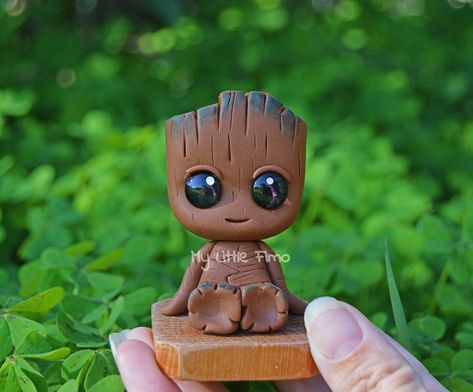 Groot Clay Sculpture, Groot Cake Topper, Groot Party, Groot Figurine, Cake Topper Tree, Groot Cake, Cute Groot, Groot Baby, Candle Sculpture