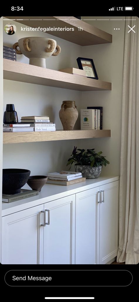 Floating Shelves Above Cabinets Living Room, Above Cabinets, Shelf Styling, Built Ins, Floating Shelves, Floating, Sweet Home, Shelves, Living Room