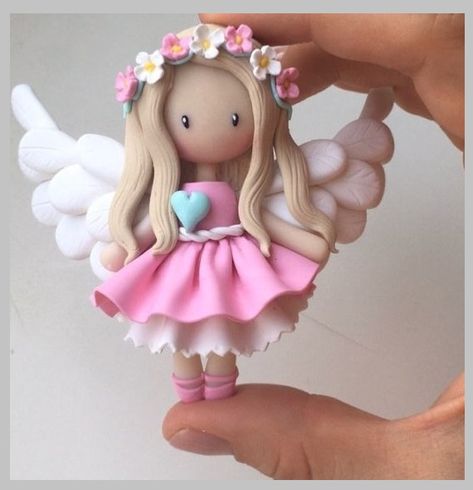 Polymer Clay Angel, Clay Angels, Polymer Clay Decor, Polymer Clay People, Clay Angel, Polymer Clay Disney, Clay Decor, Animals And Flowers, Clay Moulding