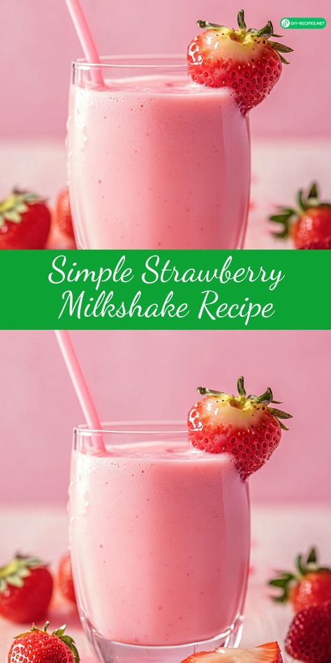 Make this Simple Strawberry Milkshake for a tasty treat! With just a few ingredients, you can enjoy a creamy, fruity shake anytime. Strawberries Milkshake, Milk Shake Recipes, Nesquik Recipes, Strawberry Shake Recipe, Strawberry Milkshake Recipe, Strawberry Nesquik, Milkshake Recipe Strawberry, Strawberry Shake, Classic Grilled Cheese