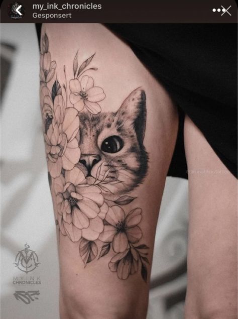 Minimalist Tattoos For Women, Cat Face Tattoos, Cat Portrait Tattoos, Cat Tattoos, Cat Tattoo Designs, Thigh Tattoos Women, Minimalist Tattoos, Friend Tattoos, Line Tattoos