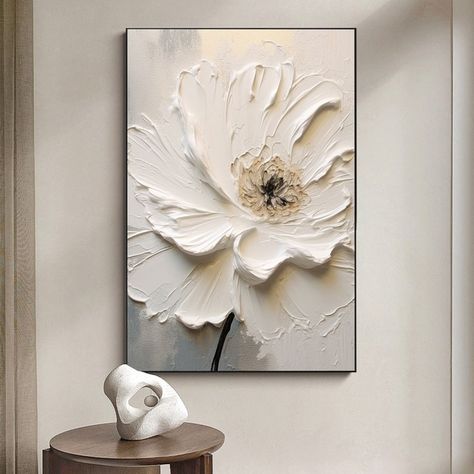 Extra Large Flower Oil Painting on Canvas,3d Flower Abstract Painting,blooming Floral Wall Art,white Texture Wall Decor for Living Room - Etsy Plaster Wall Art Flowers, Large Flower Paintings, Flower Abstract Painting, Etsy Paintings, Acrylic Art Projects, Flower Oil Painting, Plaster Wall Art, Texture Wall, Flower Abstract