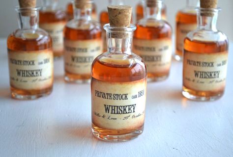 Cheap Wedding Favors that Don't Suck | The Plunge Whiskey Wedding Favors, Art Deco Wedding Favors, 20s Theme Party, Whiskey Wedding, Roaring 20s Wedding, 1920s Wedding Theme, 1920s Theme, Speakeasy Party, Gatsby Theme