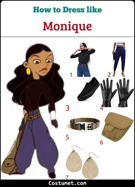 Kim Possible Duo Outfits, Monique From Kim Possible, Monquie From Kim Possible, Kim Possible Costume Black People, Kim Possible Characters Costume, Kimpossible Disney Costume, Kim Possible Group Costume, Cartoon Character Spirit Week, Casual Halloween Costumes For Women