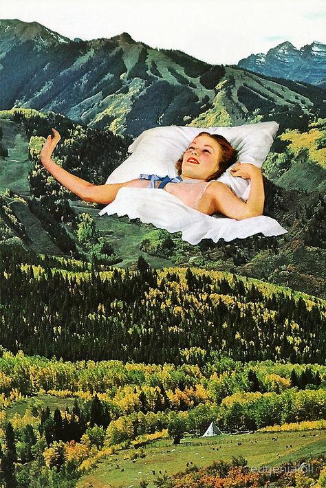 -MUST- Rising Mountain art print by eugenialoli Foto Muro Collage, Mountain Art Print, Surreal Collage, Vintage Pop, Vintage Collage, Mountain Art, Mixed Media Collage, Art Plastique, Surreal Art