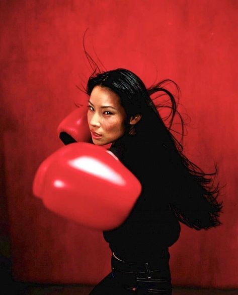 Lucy Liu by Peter Lindbergh #IRVRSBLworld Ally Mcbeal, Lucy Liu, I Love Cinema, Peter Lindbergh, Boxing, Actors & Actresses, Pretty People, Beautiful People, Black Hair