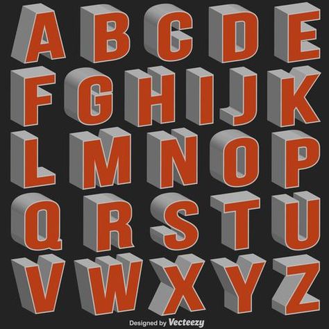 fuente 3d vector 3d Calligraphy Alphabet Fonts, 3d Font Design, Monogram Letters Font, Font Styles Alphabet, Cool Fonts Alphabet, 3d Fonts, Alphabet Graffiti, Alphabet Letter Templates, Calligraphy Fonts Alphabet