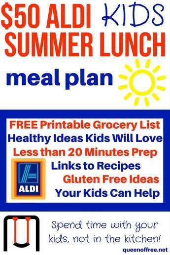 Check out a complete $50 meal plan to make over a week's worth of healthy ALDI summer lunches for your kids. Most require less than 20 minutes of prep! Summer Lunches, Aldi Meal Plan, Summer Meal Planning, Healthy Grocery List, Thrifty Living, Summer Lunch, Frugal Living Ideas, Summer Snacks, Cooking On A Budget