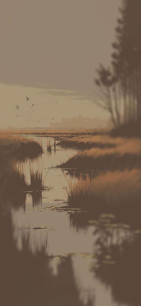 River Wallpaper Aesthetic, Swamp Wallpaper, Marsh Wallpaper, River Aesthetic, Android Aesthetic, Aesthetic Wallpapers Iphone, Wallpaper For Phone, Wallpaper Earth, Original Iphone Wallpaper