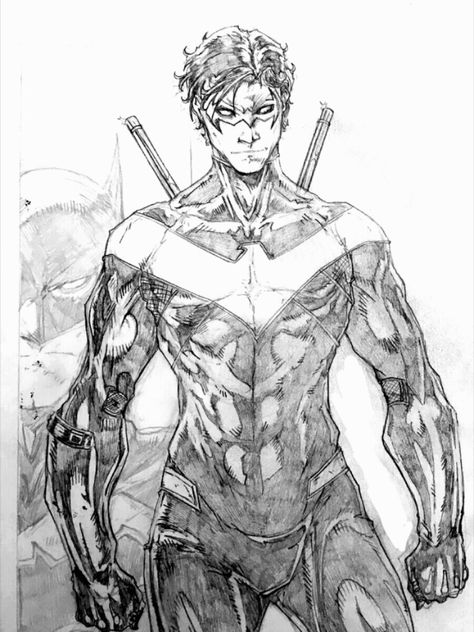 Nightwing Art Drawings, Nightwing Drawing, Nightwing Sketch, Nightwing Art, Comic Book Room, Nightwing And Batgirl, Brett Booth, Batman Drawing, Comic Face