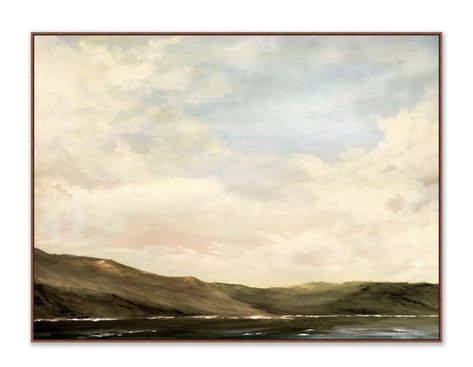 Atmospheric Landscape Painting, Messy Landscape Painting, Abstract Countryside Painting, Crate And Barrel Style, Muted Landscape Painting, Neutral Landscape Painting, Pottery Barn Style, Abstract Art Diy, Abstract Watercolor Art