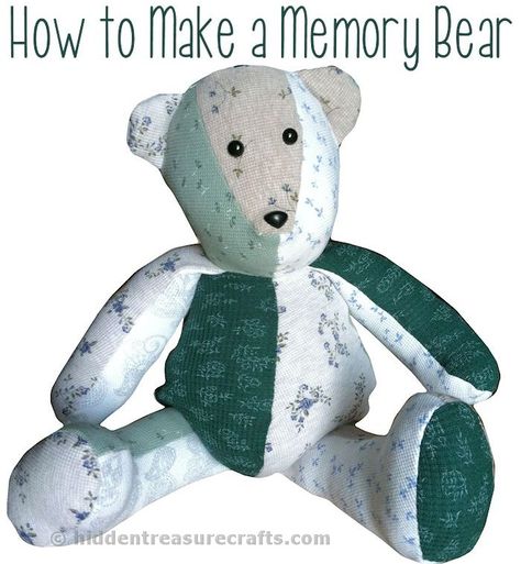 bear DIY GIFT IDEA CHRISTMAS Syprosjekter For Nybegynnere, Memory Bears Pattern Free, Teddy Bear Patterns Free, Memory Bears Pattern, Bear Patterns Free, Teddy Bear Sewing Pattern, Memory Crafts, Treasure Crafts, Memory Pillows