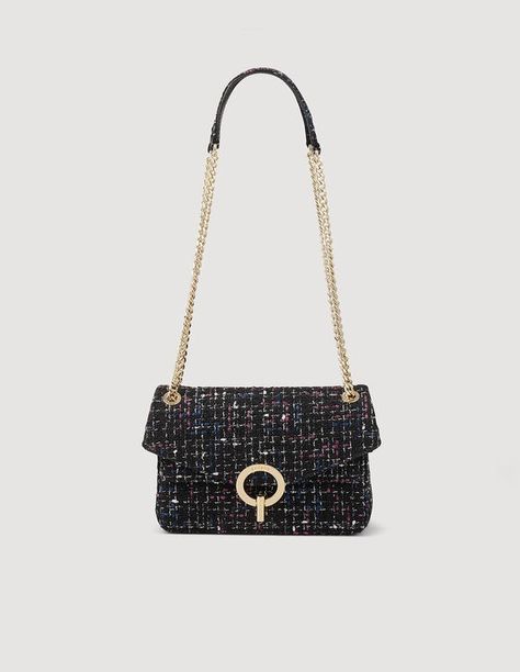 Tweed Pm Small tweed YZA bag - Shoulder Bags | Sandro Paris Sandro Paris, Double Up, Men's Collection, Small Bags, Women Collection, Patch Pocket, Bag Accessories, Shoulder Strap, Bag Lady