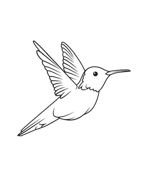 Hummingbird Doodle, Drawing Birds Easy, Bird Art Drawing, Bird Drawing Ideas, Easy Bird Drawing, Totem Ideas, Draw A Bird, Birds Drawing, Bird Outline