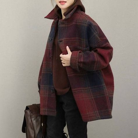 Plaid Sleeve, Women Coat, Single Breasted Coat, Winter Mode, Plaid Coat, Clothing Details, Plaid Jacket, Warm Coat, Looks Style