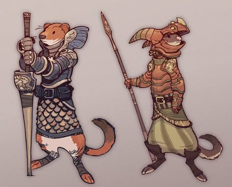 Stoat Warriors Fantasy Setting, Game Inspiration, Armors, Character Design References, Illustration Character Design, Dnd Characters, Creature Design, Fantasy Character Design, Fantasy Creatures