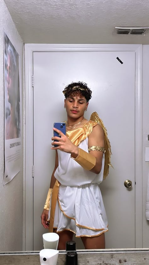 Cute Guy Costumes Halloween, Roman God Costume, Gods Outfits Greek, Hermes God Costume, God Costume Greek, Greek God Halloween Costumes Men, Apollo Costume Greek, Greek Goddess Costume Men, Apollo Halloween Costume