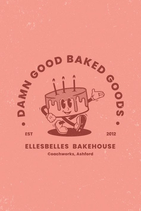 Cake Designs Illustrations, Retro Cake Illustration, Baking Graphic Design, Baking Logo Design Bakery Branding, Cake Shop Branding, Cake Company Logo, Bakery Logo Design Ideas Creative, Cute Bakery Logo Design, Cute Bakery Logo