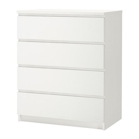 MALM 4-drawer chest IKEA Extra roomy drawers. Smooth running drawers with pull-out stop. Malm Drawers, Rangement Makeup, Malm Dresser, Ikea Malm, White Chests, Bedroom Dressers, Spare Bedroom, Ikea Furniture, Dressers And Chests