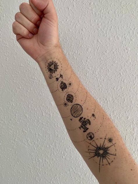 Outerwilds Tattoo, Outer Wilds Tattoo, Mh Tattoo, Simple Unique Tattoos, Eye Of The Universe, Tattoo Future, Swag Tattoo, Space Tattoo Ideas, Cool Tattoos Ideas