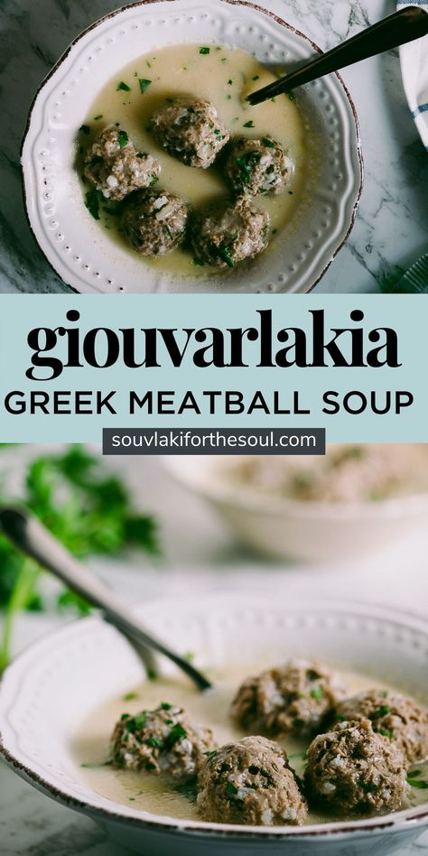 Greek Meatball Soup, Greek Soup Recipes, Greek Beef Recipes, Greek Soup, Albanian Food, Egg Sauce, Greek Recipes Authentic, Albanian Recipes, Greek Foods