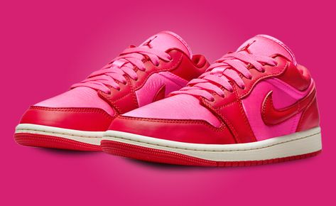 Stay festive with the Air Jordan 1 Low SE Valentine's Day, set to release in February 2024. Find images and release info for the women's exclusive sneaker here. Air Jordan 1 Low Pink, Jordan 1 Low Pink, Valentines Day Jordans, Jumpman Logo, Womens Air Jordans, Exclusive Sneakers, Wings Logo, Sneaker Release, January 2024