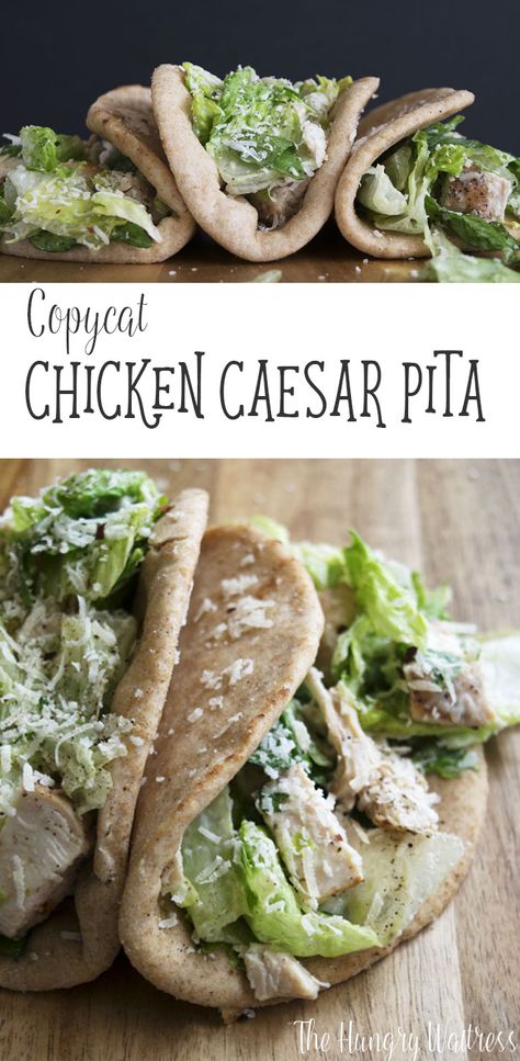 This copycat recipe is Chili's old Chicken Caesar Pita. It's a 30 minute meal, and it's an easy recipe to follow. It is healthier than the original too! Chicken Caesar Pita, Chicken Pita Recipes, Pita Pocket Recipes, Pita Recipe, Pita Wrap, Pita Recipes, Chicken Pita, Chicken With Italian Seasoning, Chicken Caesar