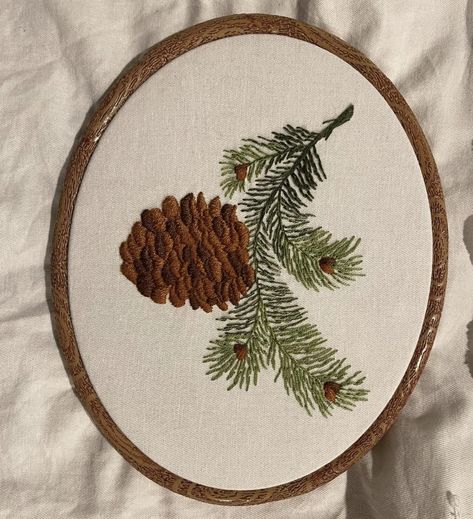 Pinecone Embroidery, Pine Cone Embroidery, Embroidery Craft, Arts And Crafts Projects, Pine Cone, Crafts Projects, Pine Tree, Needlework, Arts And Crafts