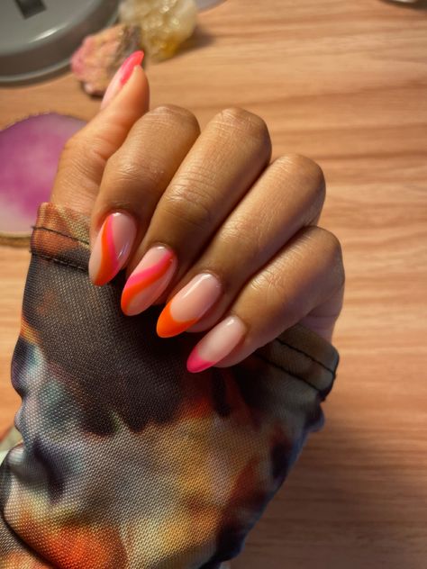 Nail Art Designs Pink And Orange, Pink And Orange Wedding Nails, Pink And Orange Toenails, Palm Springs Nails, Pink And Orange Nails, Neon Orange Nails, Palm Springs Wedding, Hot Picks, Orange Wedding