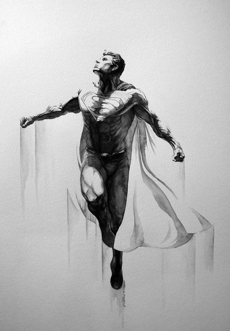 Superman by Eric W. Meador in Illustration Superhero Tattoos For Men, Superman Art Drawing, Superman Sketch, Superman Tattoo, Superman Tattoos, Superman Drawing, Art Dc Comics, Superman Art, Superman Comic