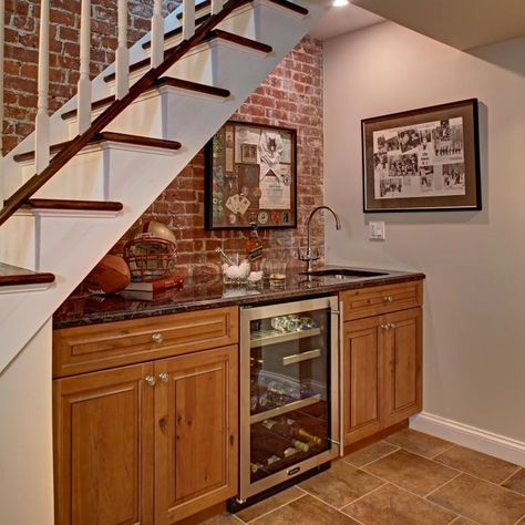 75 Basement Ideas You'll Love - November, 2023 | Houzz Basement Wet Bars, Unfinished Basement Decorating, Under The Stairs Storage, Bar Under Stairs, Kitchen Under Stairs, Storage Basement, Wet Bar Basement, Basement Ceiling Options, Basement Wet Bar