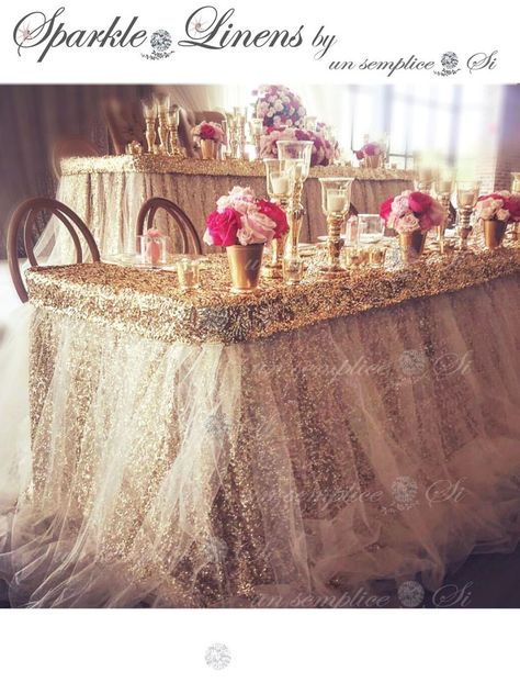 Sequin Table Cloth, Tulle Tablecloth, Tulle Table Skirt, Tulle Table, Head Table Wedding, Dream Wedding Decorations, Sequin Tablecloth, Sequin Table, Elegant Wedding Reception