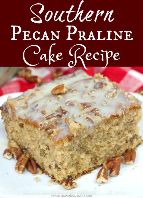 Praline Sheet Cake, Southern Pecan Praline Cake, Pecan Praline Cake, Pecan Sauce, Praline Cake, Pecan Desserts, Coconut Pecan Frosting, Pecan Praline, Butter Pecan Cake